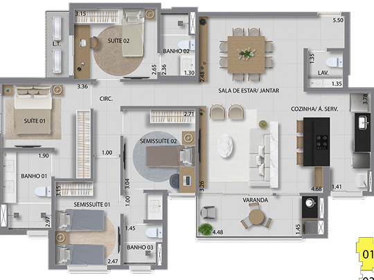 Foto de Residencial DOC – Samambaia/DF – Apartamento 4 Quartos – 116m²