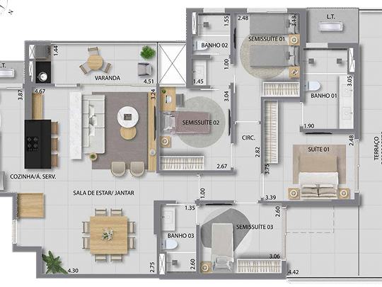 Foto de Residencial DOC – Samambaia/DF – Apartamento 4 Quartos – 116m²